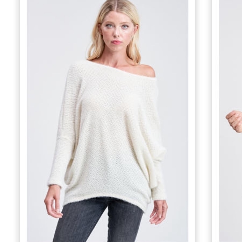 â¨LAST 2 Fuzzy Light weight Dolman sleeve Ivory